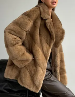 Норковый полушубок - английский воротник