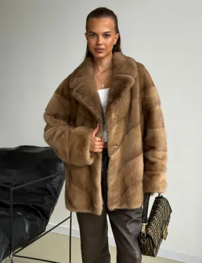 Норковый полушубок - английский воротник