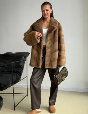 Норковый полушубок - английский воротник