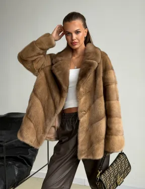 Норковый полушубок - английский воротник