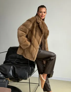 Норковый полушубок - английский воротник