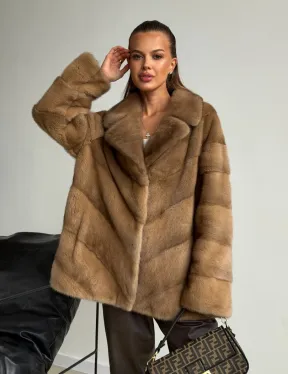 Норковый полушубок - английский воротник