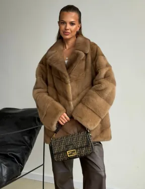 Норковый полушубок - английский воротник