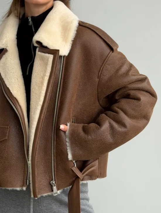 Короткая косуха-дубленка из овчины