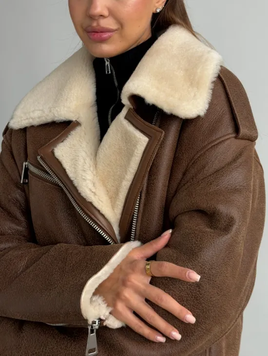 Короткая косуха-дубленка из овчины