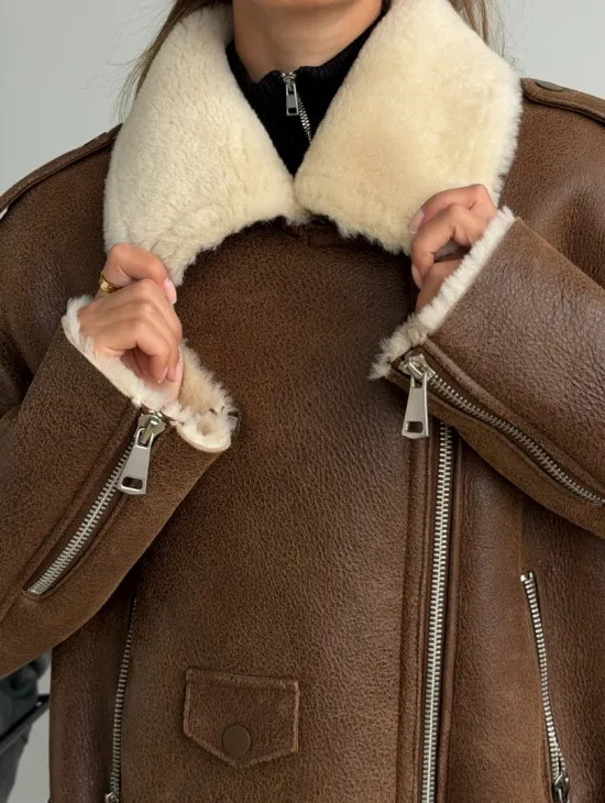 Короткая косуха-дубленка из овчины