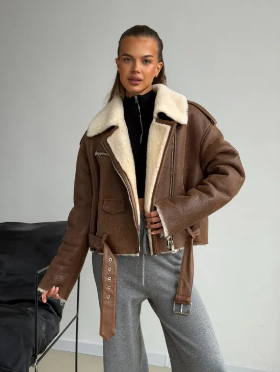 Короткая косуха-дубленка из овчины