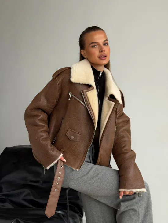 Короткая косуха-дубленка из овчины