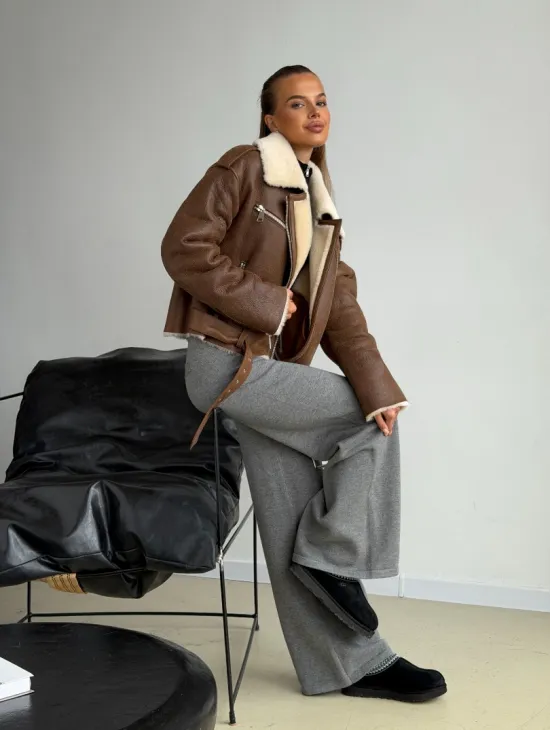 Короткая косуха-дубленка из овчины