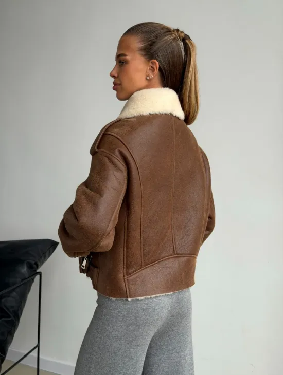 Короткая косуха-дубленка из овчины