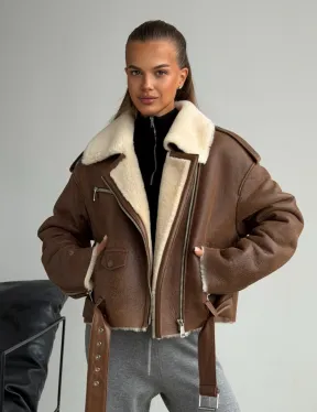 Короткая косуха-дубленка из овчины