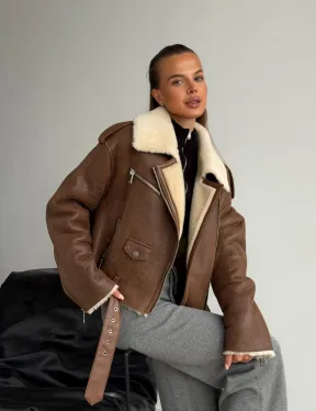 Короткая косуха-дубленка из овчины