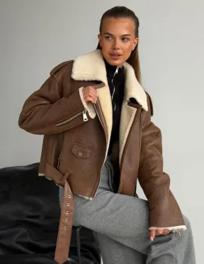 Короткая косуха-дубленка из овчины