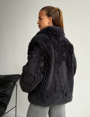 Короткая дубленка из овчины тиградо