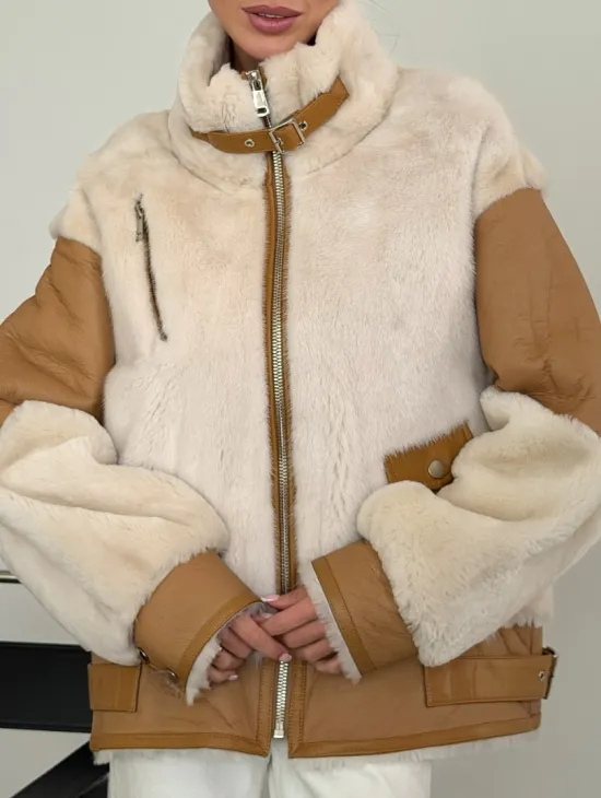 Комбинированная дубленка из норки и овчины