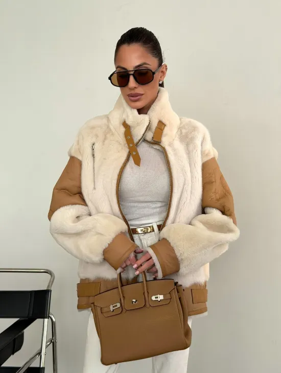 Комбинированная дубленка из норки и овчины