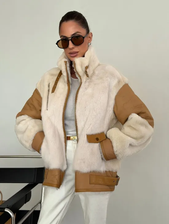 Комбинированная дубленка из норки и овчины