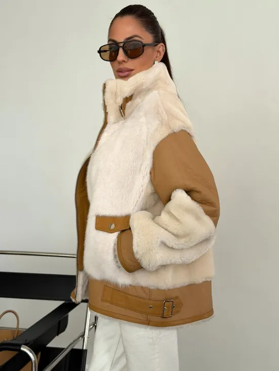 Комбинированная дубленка из норки и овчины