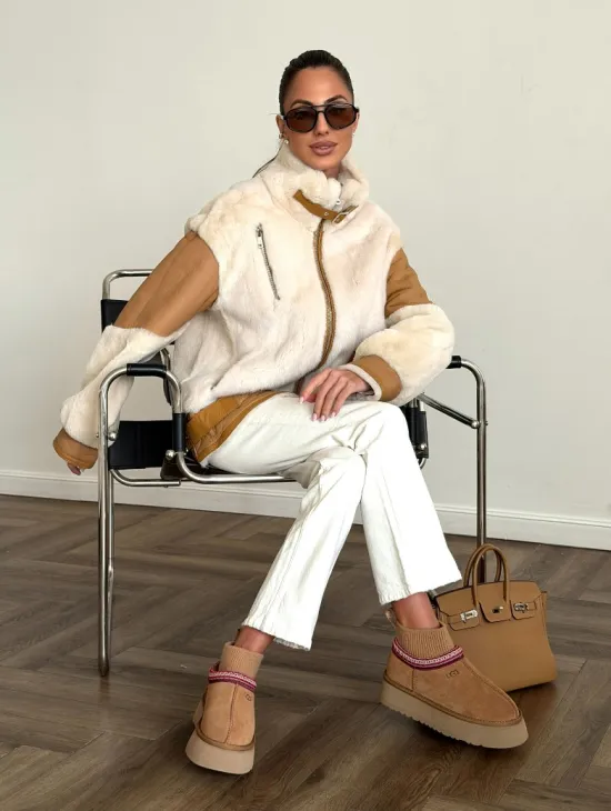 Комбинированная дубленка из норки и овчины