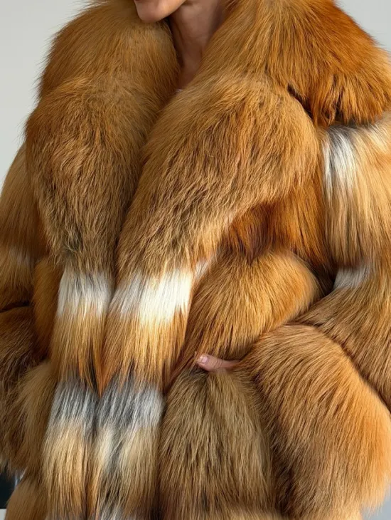 Шуба из меха огненной лисы