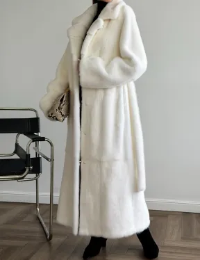 Белая норковая шуба в пол