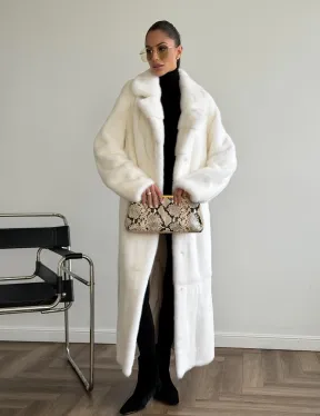 Белая норковая шуба в пол