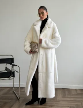 Белая норковая шуба в пол