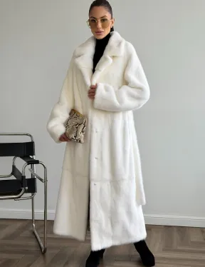 Белая норковая шуба в пол