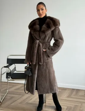 Шуба норковая длинная с капюшоном