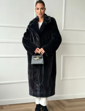 Норковая шуба с английским воротником