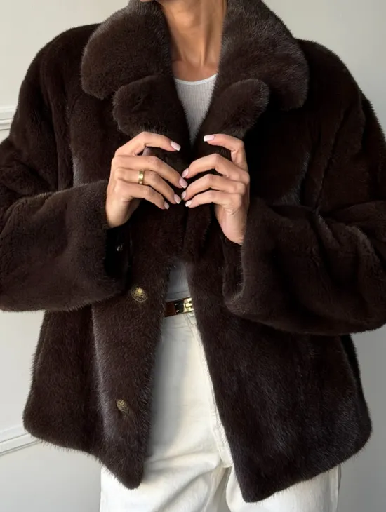 Пиджак норковый - английский воротник