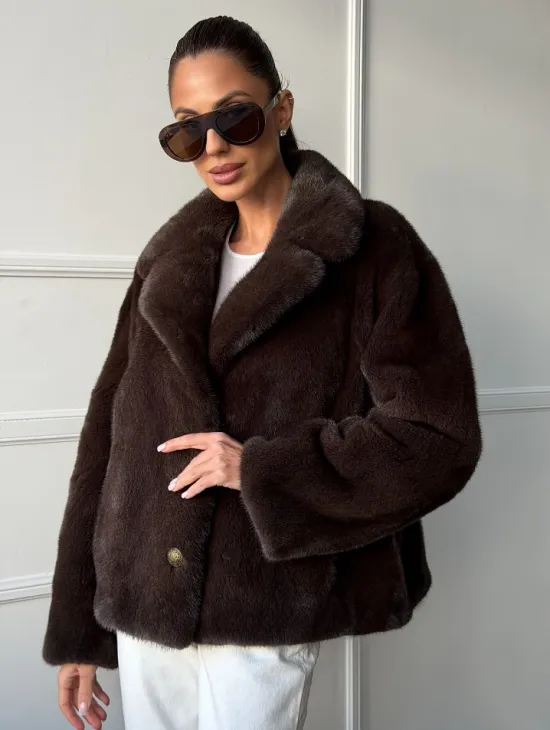 Пиджак норковый - английский воротник