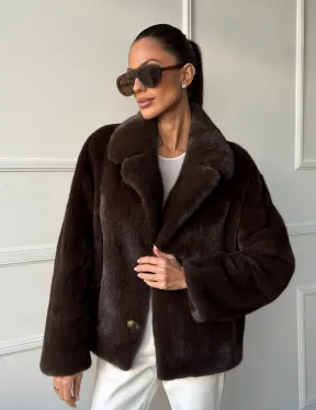 Пиджак норковый - английский воротник