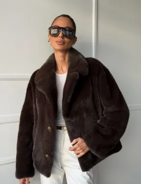 Пиджак норковый - английский воротник
