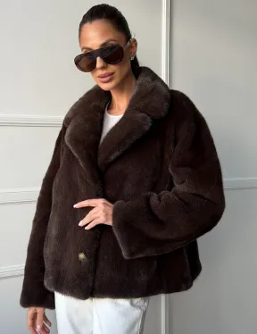 Пиджак норковый - английский воротник