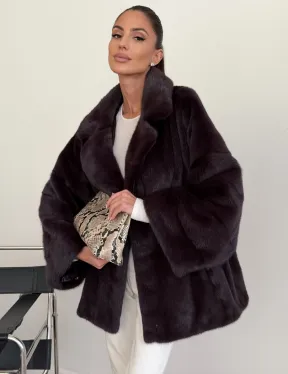 Норковый полушубок - цвет инжир