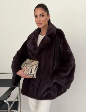 Норковый полушубок - цвет инжир