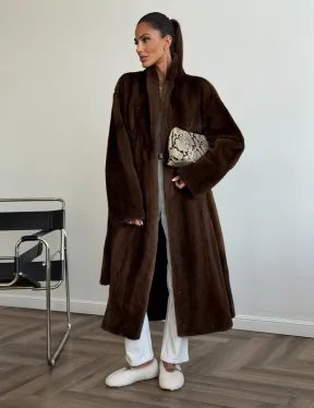 Шуба норковая в роспуск с меховым поясом