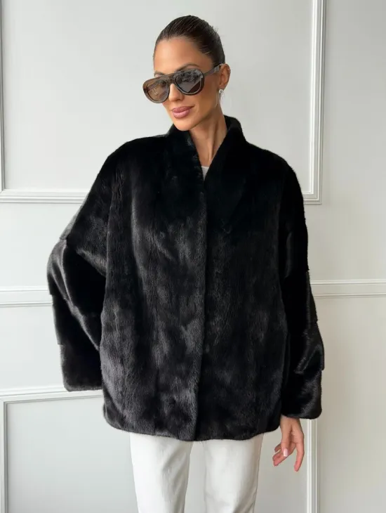 Куртка c V-образным воротом из норки SAGA FURS