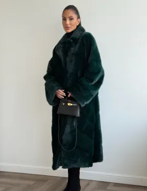 Зеленая норковая шуба - английский воротник