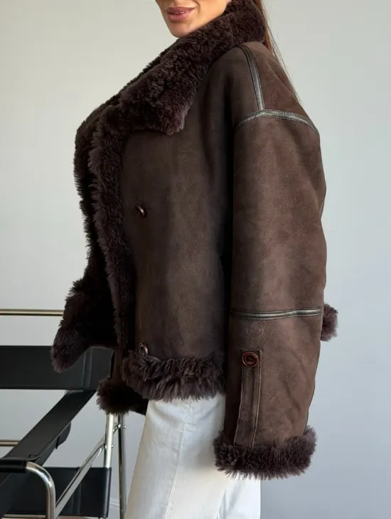 Женская двухсторонняя дубленка