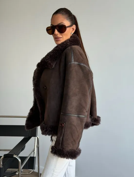 Женская двухсторонняя дубленка