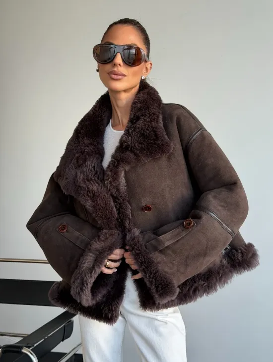 Женская двухсторонняя дубленка