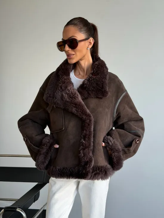 Женская двухсторонняя дубленка