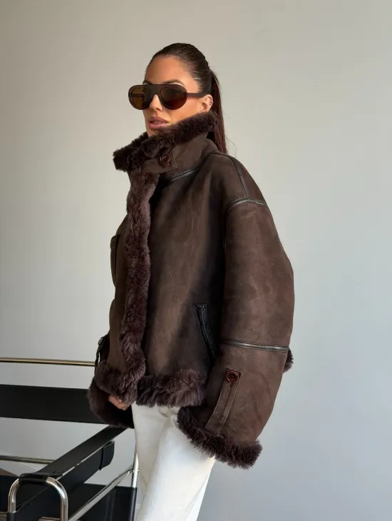 Женская двухсторонняя дубленка