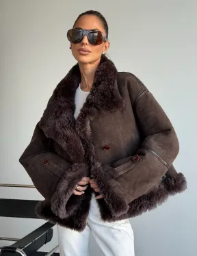 Женская двухсторонняя дубленка