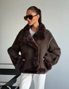 Женская двухсторонняя дубленка