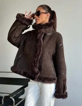 Женская двухсторонняя дубленка