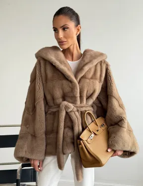 Норка пастель с капюшоном - летучая мышь