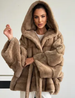 Норка пастель с капюшоном - летучая мышь